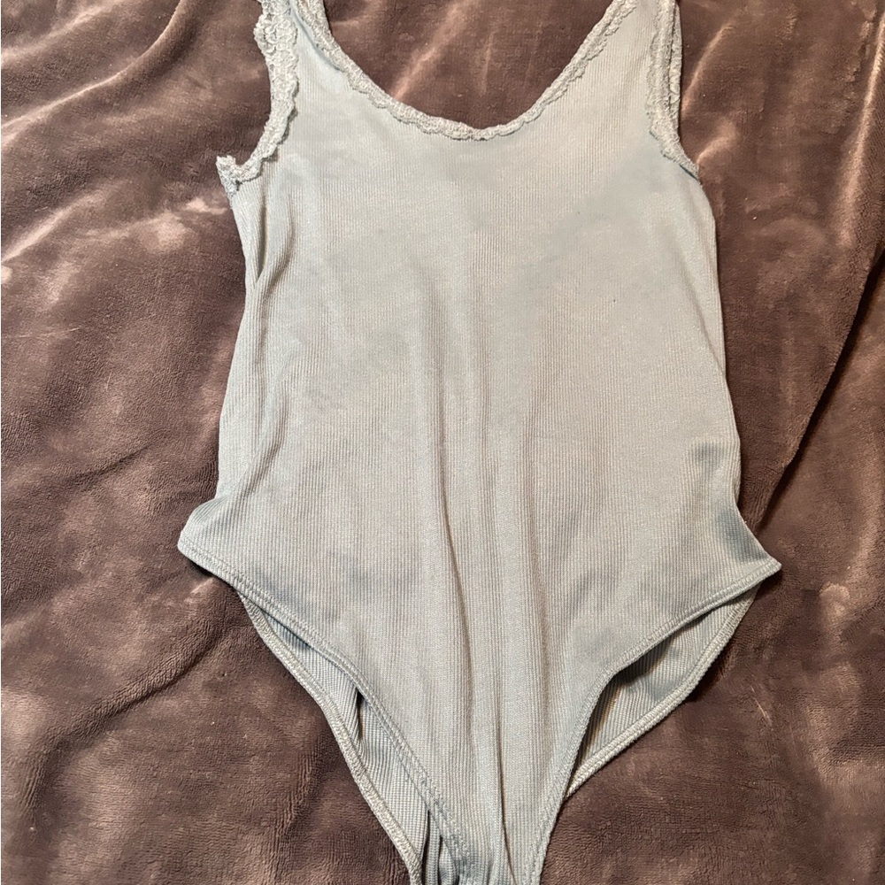 Elegant Lace-Trimmed Sage Green Bodysuit